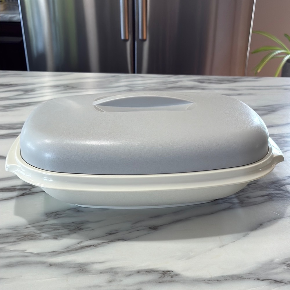 Vintage Tupperware Microwave Vegetable Rice Micro Steamer Server; 4 Pc Set; Grey